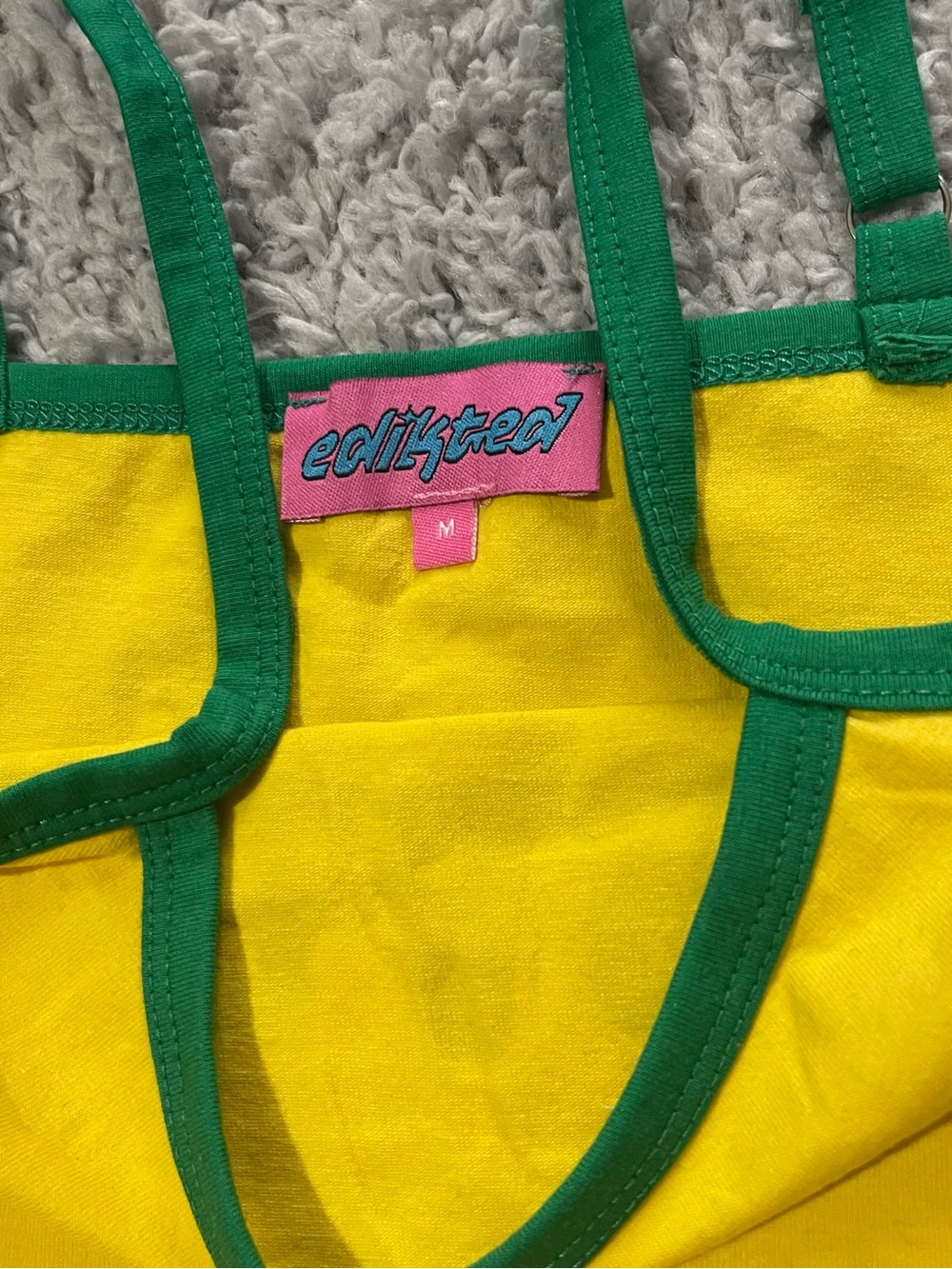 Edikted Brasil Yellow & Green Spaghetti Strap Tank Top - Picture 2 of 5